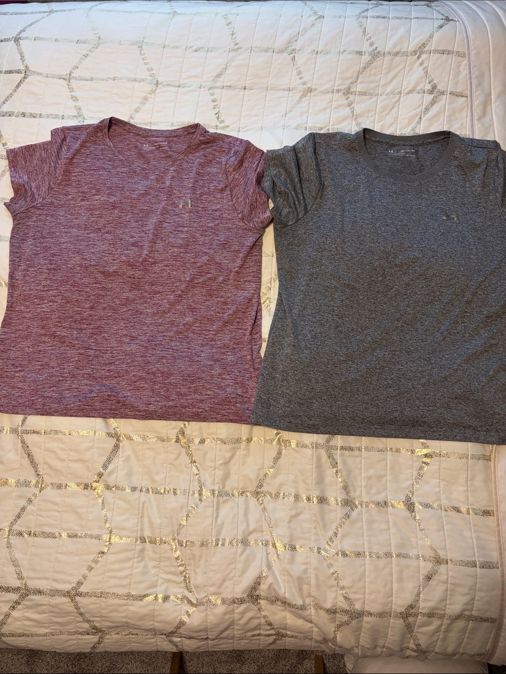 Under Armour Girls Short Sleeve Tees - Heather Mauve & Charcoal Gray